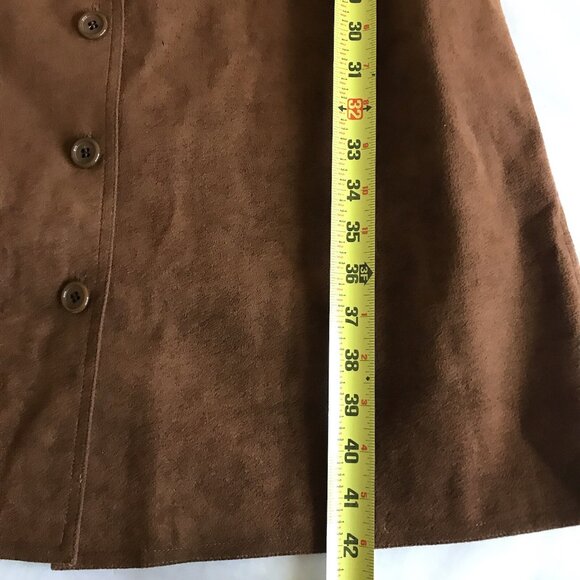 Vintage 1970s Blassport Bill Blass Ultra Suede Brown Button Down Dress Size 8 - Picture 9 of 10